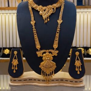 Majestic Floral Bouquet Style 24k Gold-Plated Heavy Necklace Set