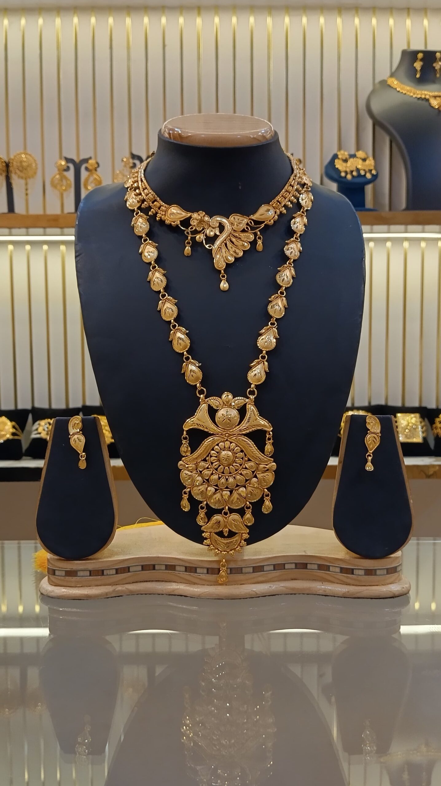 Heritage Mandala Art 24k Gold-Plated Double Layer Necklace Set