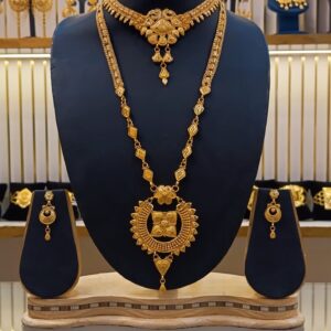 Royal Dual-Layer 24k Gold-Plated Bridal Choker & Long Haram Combo Set
