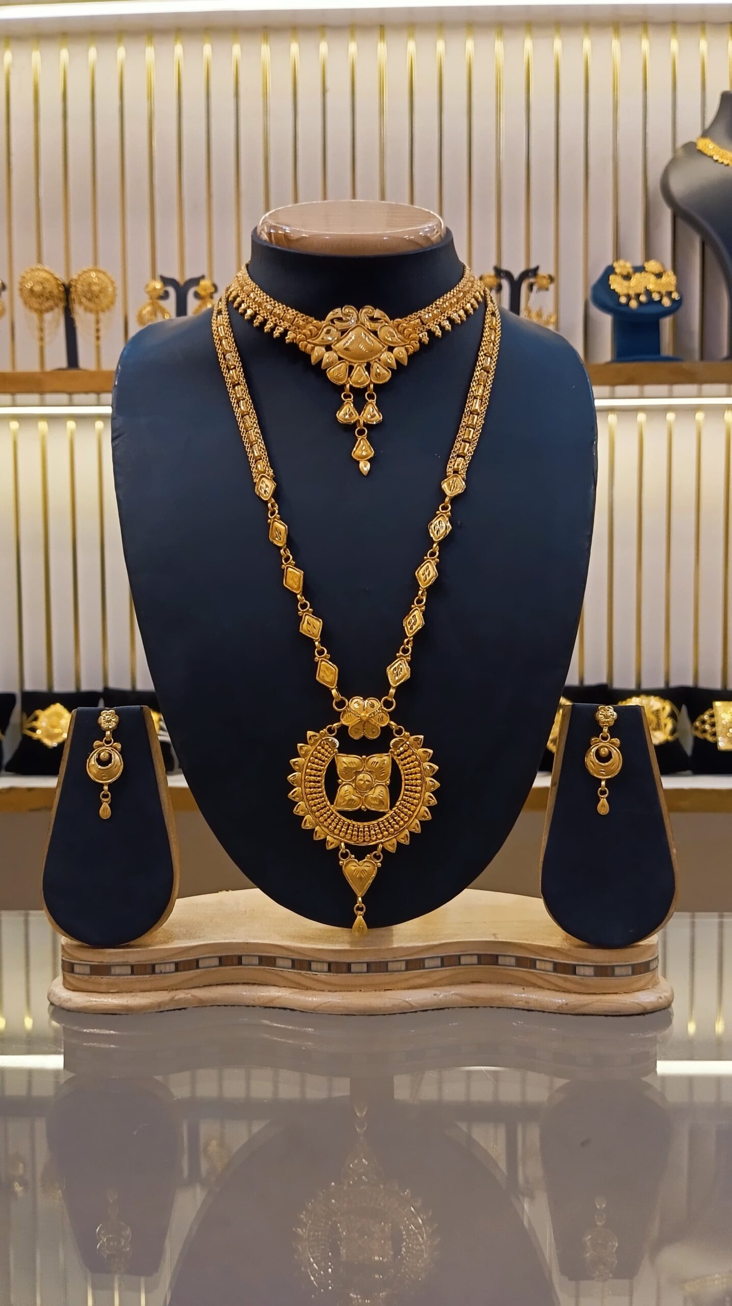 Royal Dual-Layer 24k Gold-Plated Bridal Choker & Long Haram Combo Set