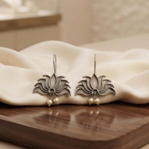 Silver Replica lotus 🪷 hanging earrings